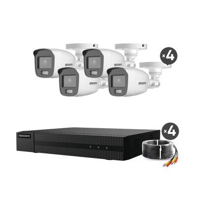 Kit TurboHD 1080p / DVR 4 Canales / 4 Cámaras Bala Color 24/7 con Micrófono Integrado