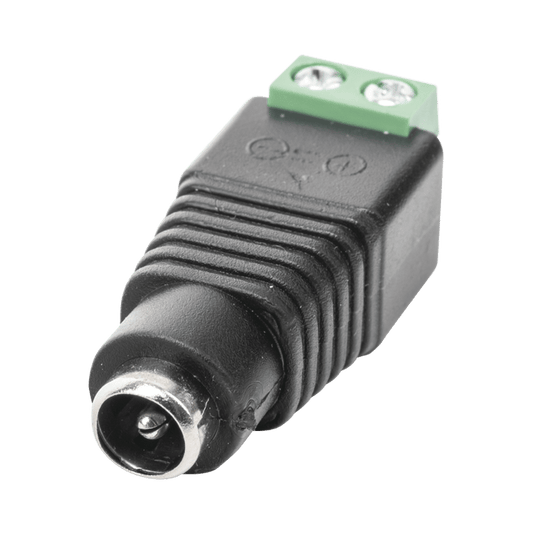 Adaptador Hembra Tipo Jack de 3.5 mm polarizado de 12 Vcc / Terminales Tipo Tornillo / Polarizado (+/-)